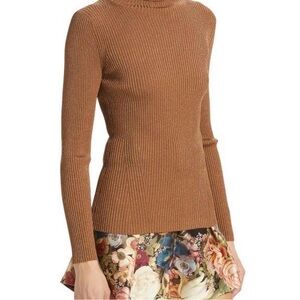 Zimmermann Tan Ribbed Turtleneck Sweater